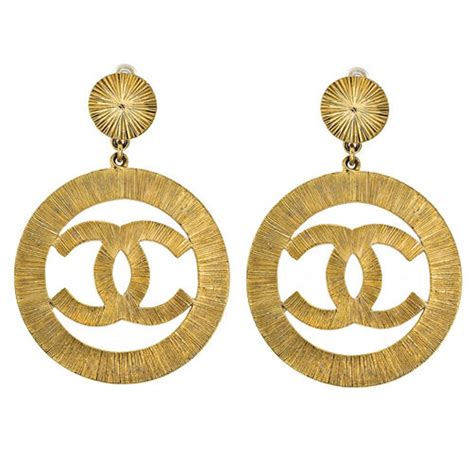 gold chanel earrings replica|large Chanel inspired earrings.